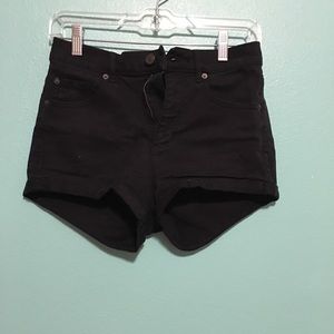 Garage black denim shorts